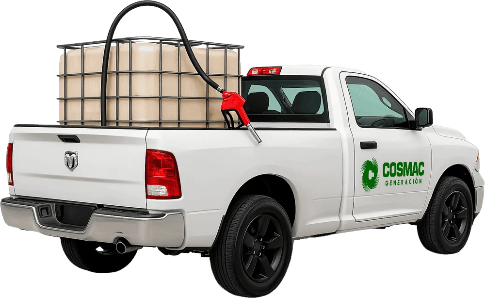 Camioneta de COSMAC con tanque de diésel